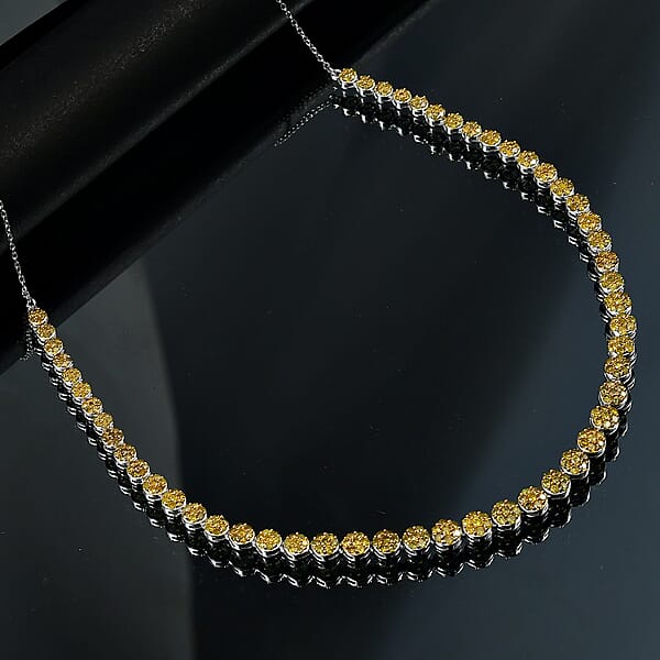 Shop Lc D'Joy Yellow Diamond 4.00 Ctw Garland Of Grace Necklace 18 Inches In Rhodium Over Sterling Silver