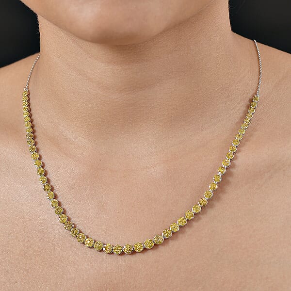 Shop Lc D'Joy Yellow Diamond 4.00 Ctw Garland Of Grace Necklace 18 Inches In Rhodium Over Sterling Silver
