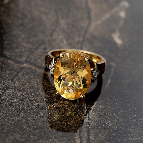 Shop Lc D'Joy Yellow Labradorite And Multi Gemstone 8.50 Ctw Starborne Ring In 18K Vermeil Yellow Gold Over Sterling Silver