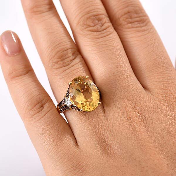 Shop Lc D'Joy Yellow Labradorite And Multi Gemstone 8.50 Ctw Starborne Ring In 18K Vermeil Yellow Gold Over Sterling Silver