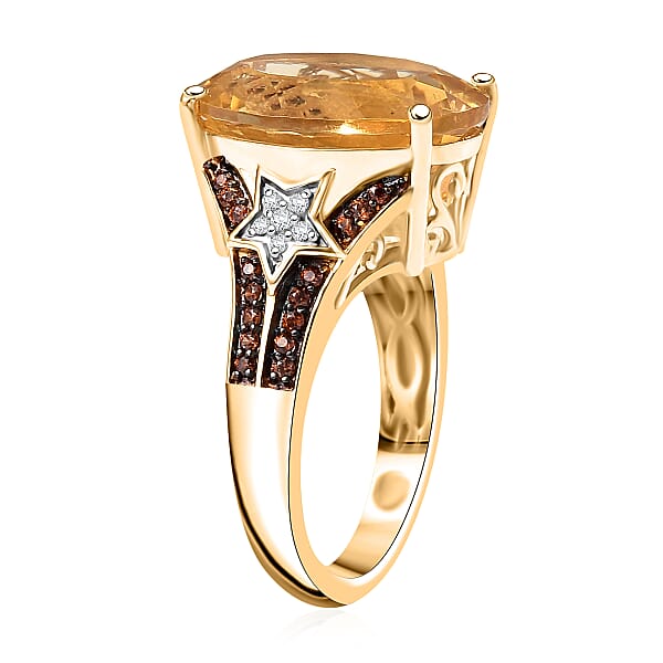 Shop Lc D'Joy Yellow Labradorite And Multi Gemstone 8.50 Ctw Starborne Ring In 18K Vermeil Yellow Gold Over Sterling Silver