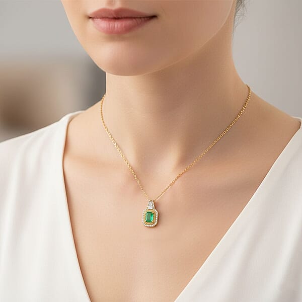 Shop Lc D'Joy Zambian Emerald Multi Gemstone Pendant Necklace In 18K Vermeil YG Over Sterling Silver 1.60 Ctw (20 Inches)