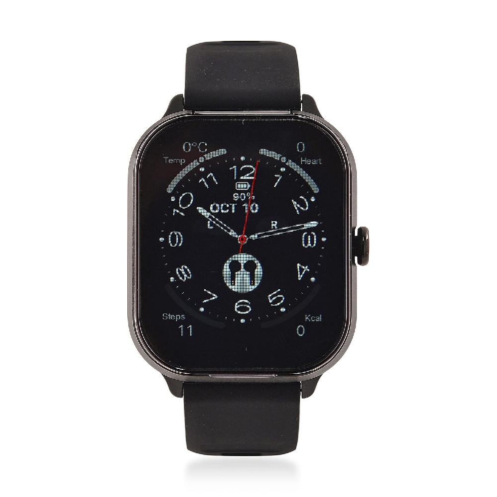 shop lc D8_PRO Smart Watch with Black and Orange Silicone Strap and Earbuds