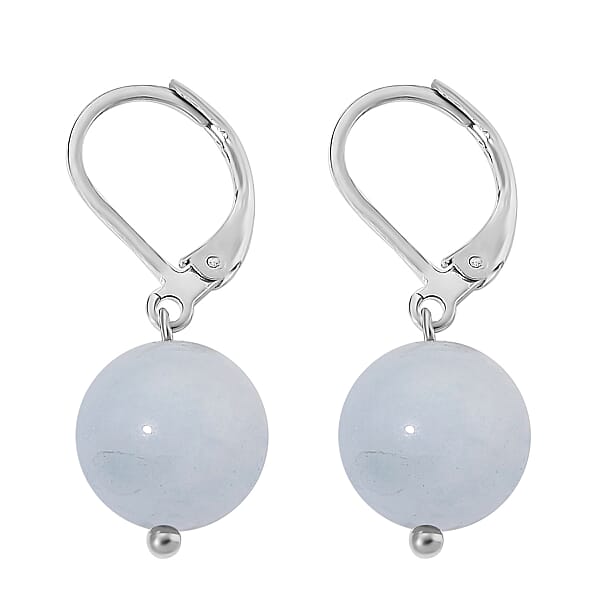 Shop Lc Dainty Aquamarine 15.00 Ctw Beaded Lever Back Earrings In Stainless Steel