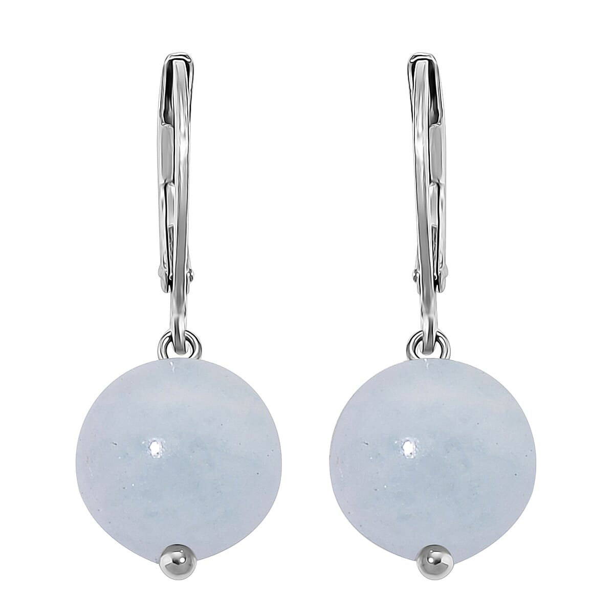 shop lc Dainty Aquamarine 15.00 ctw Beaded Lever Back Earrings in Stainless Steel