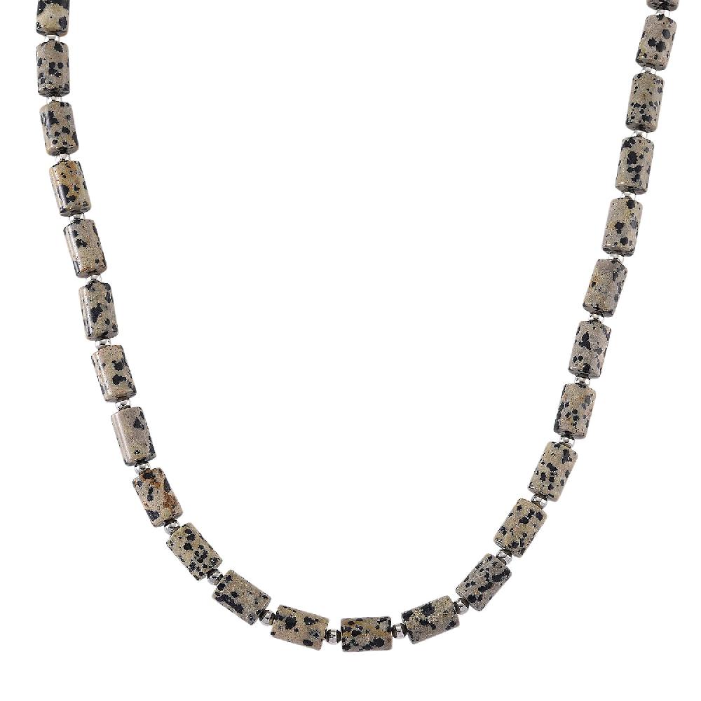 shop lc Dalmation Jasper 204.00 ctw Barrel Necklace in Goldtone 18-20 Inches