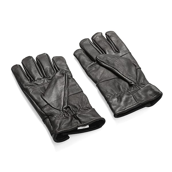 Shop Lc Dark Brown 100% Genuine Leather Gloves With Magnetic Button