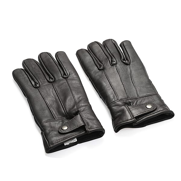 Shop Lc Dark Brown 100% Genuine Leather Gloves With Magnetic Button