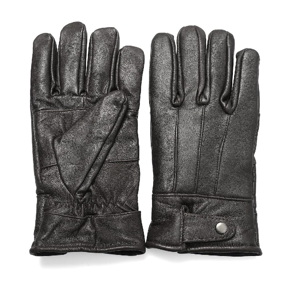 shop lc Dark Brown 100% Genuine Leather Gloves with Magnetic Button