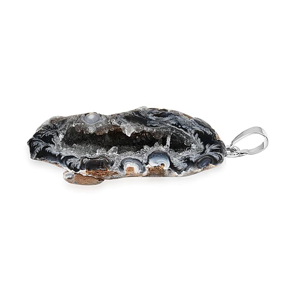 Shop Lc Dark Geode Amethyst 61.25 Ctw Slice Pendant Without Chain In Silvertone
