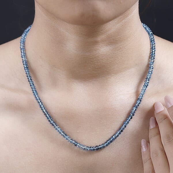 Shop Lc Deanna's Birthday Special Rhapsody AAAA Santa Maria Aquamarine Beaded Graduation Necklace 950 Platinum Necklace 18 Inch Necklace 68.10 Ctw