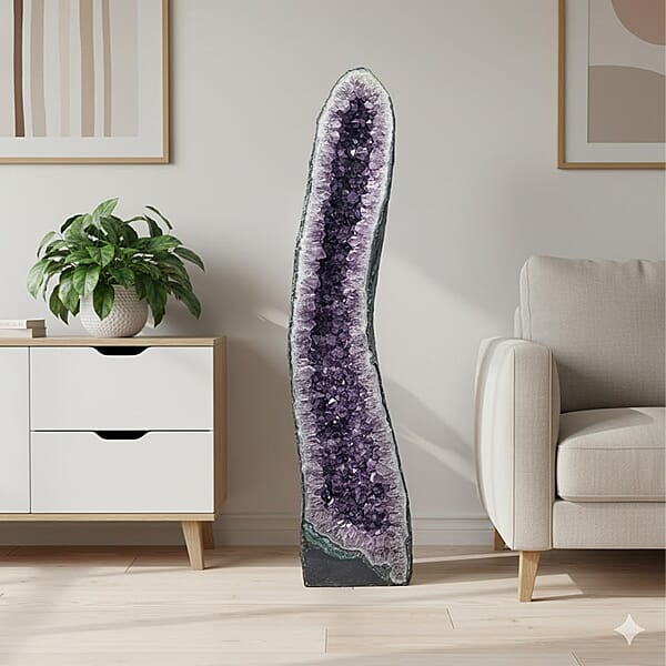 Shop Lc Decorative Carved Amethyst Geode On Wooden Base (220 Lbs)