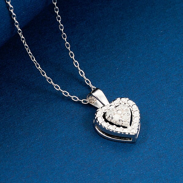 Shop Lc Diamond 0.10 Ctw Heart Pendant Necklace In Sterling Silver 18 Inches