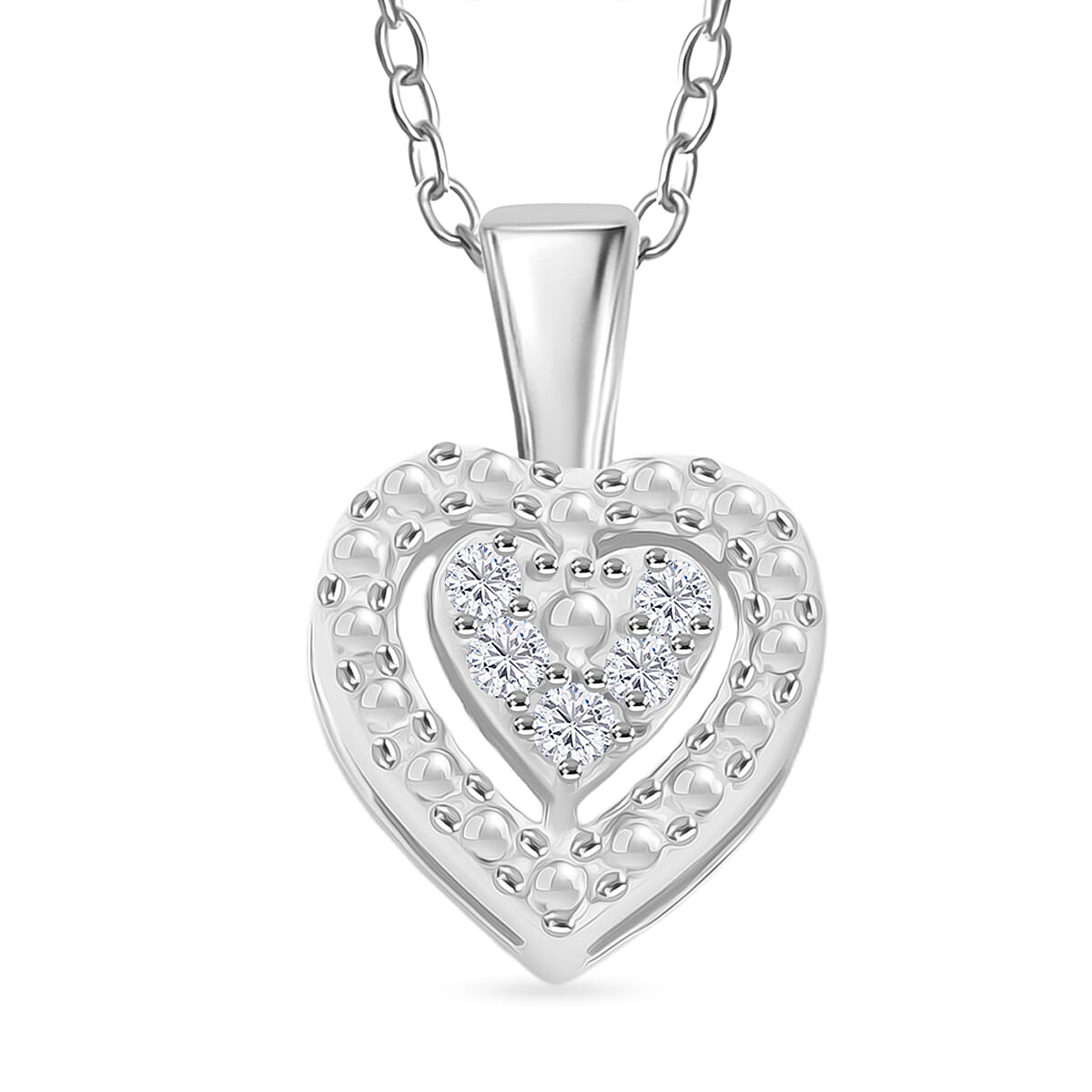 shop lc Diamond 0.10 ctw Heart Pendant Necklace in Sterling Silver 18 Inches