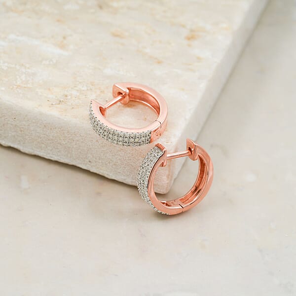 Shop Lc Diamond 0.25 Ctw Earrings In 14K Rose Gold And Rhodium Over Sterling Silver