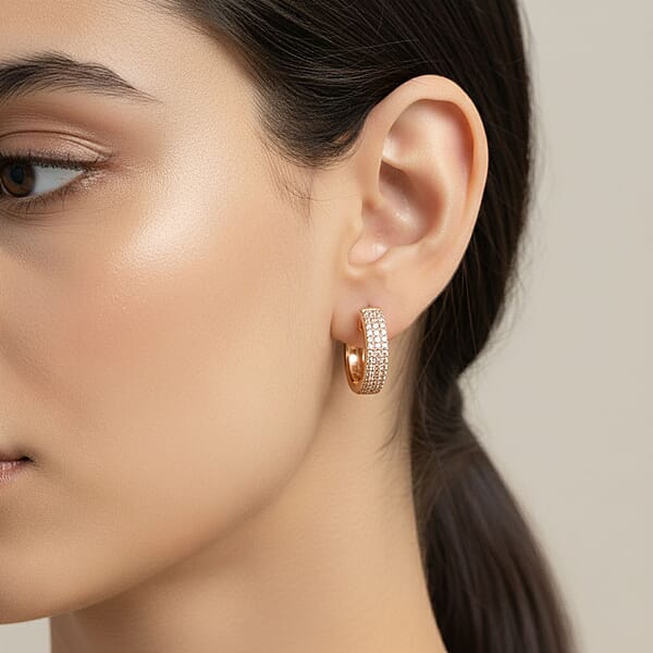 Shop Lc Diamond 0.25 Ctw Earrings In 14K Rose Gold And Rhodium Over Sterling Silver