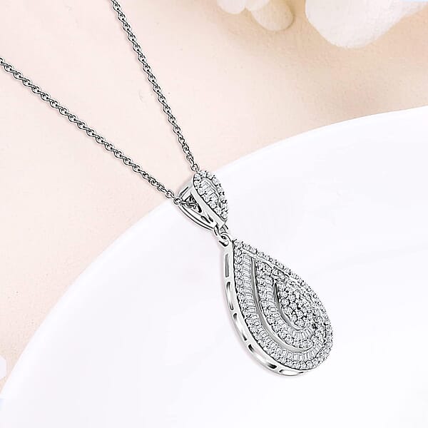 Shop Lc Diamond 1.00 Ctw Pendant Necklace In Platinum Over Sterling Silver 18 Inches