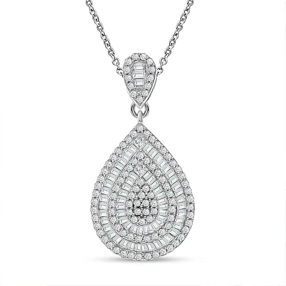 shop lc Diamond 1.00 ctw Pendant Necklace in Platinum Over Sterling Silver 18 Inches