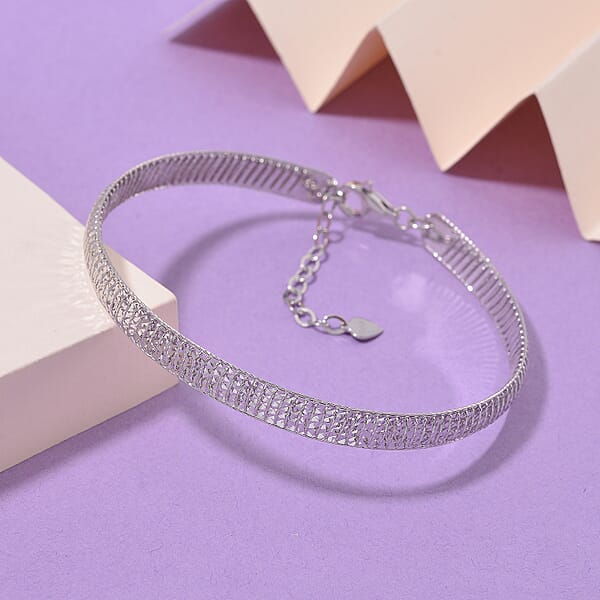 Shop Lc Diamond-cut Bangle Bracelet In 950 Platinum (8.00 In) 12.40 Grams