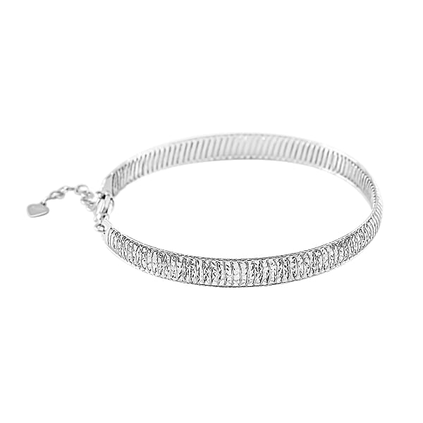 Shop Lc Diamond-cut Bangle Bracelet In 950 Platinum (8.00 In) 12.40 Grams