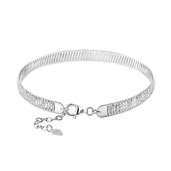 Shop Lc Diamond-cut Bangle Bracelet In 950 Platinum (8.00 In) 12.40 Grams