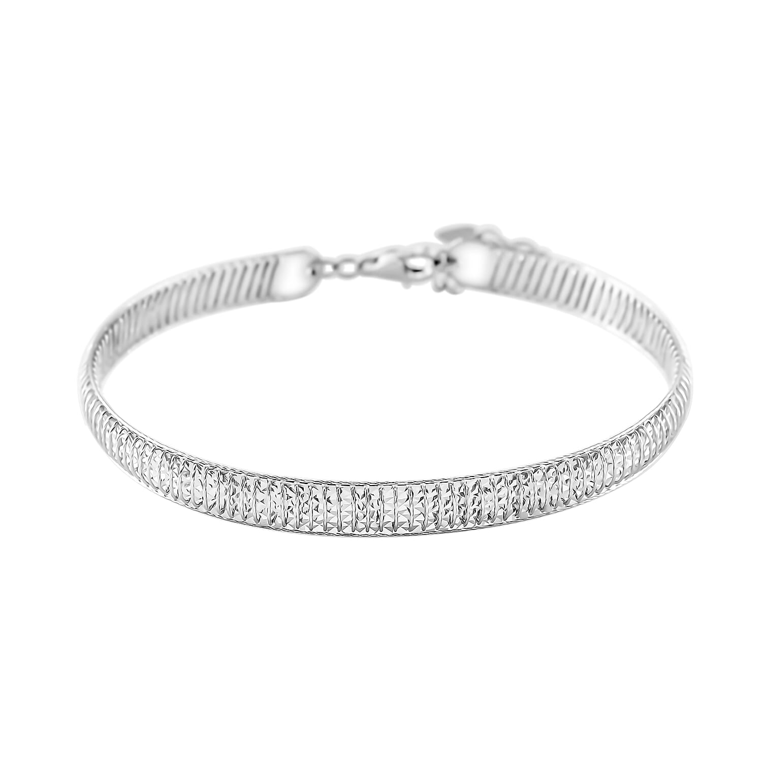 shop lc Diamond-cut Bangle Bracelet in 950 Platinum (8.00 In) 12.40 Grams