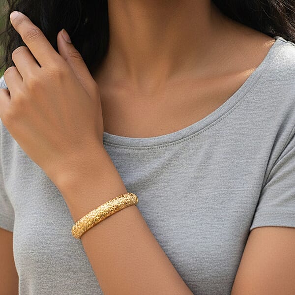 Shop Lc Diamond-cut Bangle Bracelet In Goldtone (6.75 In)
