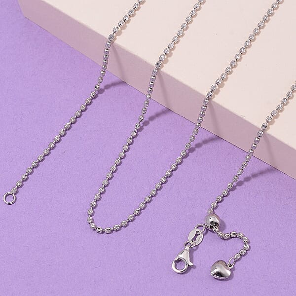 Shop Lc Diamond-cut Beaded Chain Necklace In 950 Platinum 8.78 Grams 20 Inches
