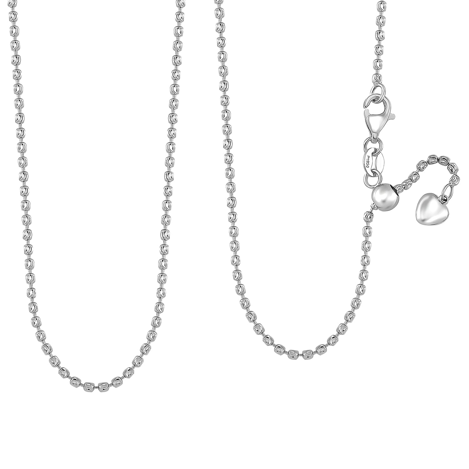 shop lc Diamond-cut Beaded Chain Necklace in 950 Platinum 8.78 Grams 20 Inches
