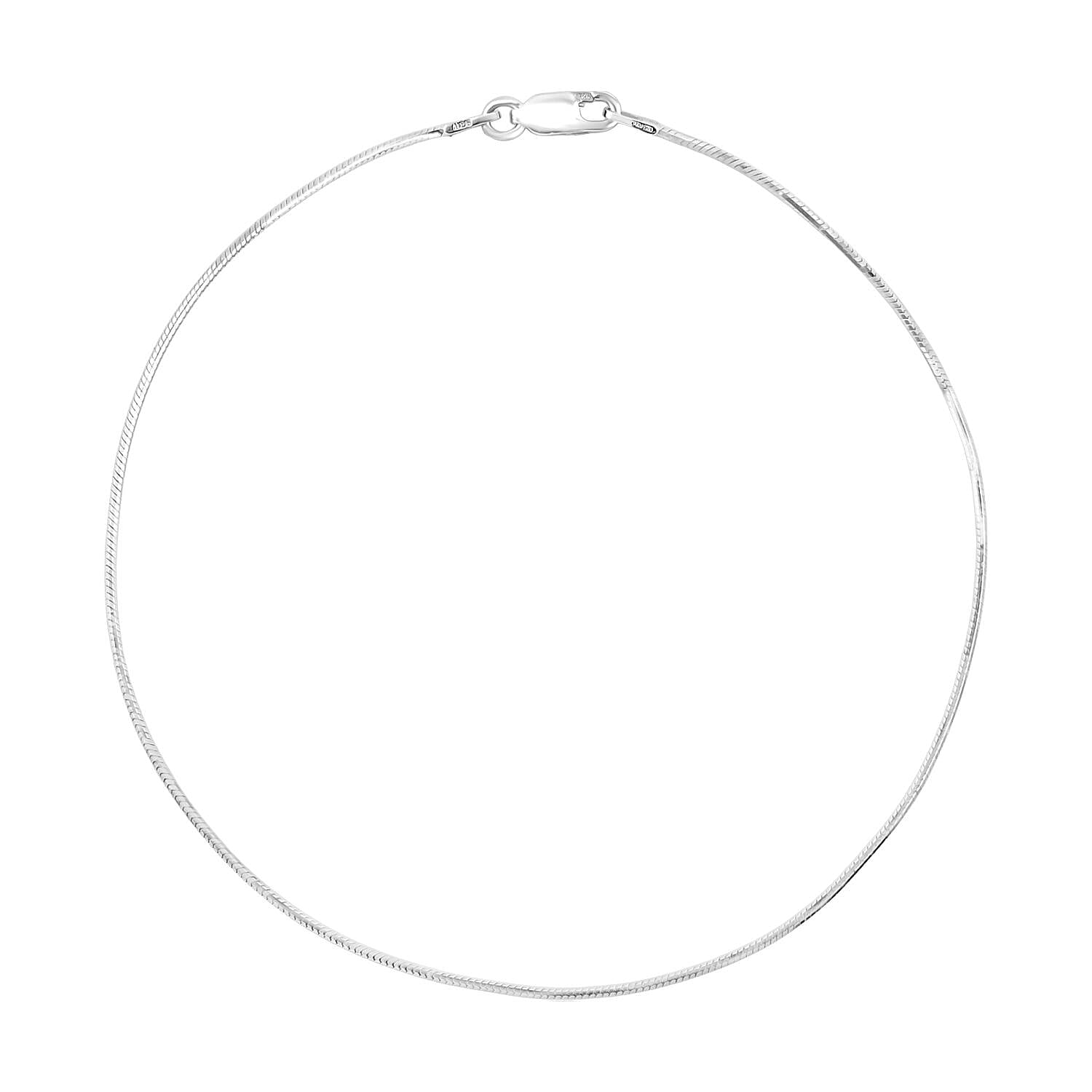 shop lc Diamond-cut Snake Chain Anklet in Rhodium Over Sterling Silver (10 In) 2.25 Grams