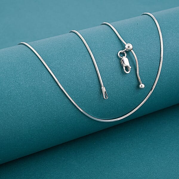 Shop Lc Diamond-cut Snake Chain With Ball Necklace In Rhodium Over Sterling Silver 4.70 Grams 24 Inches