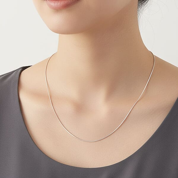 Shop Lc Diamond-cut Snake Chain With Ball Necklace In Rhodium Over Sterling Silver 4.70 Grams 24 Inches