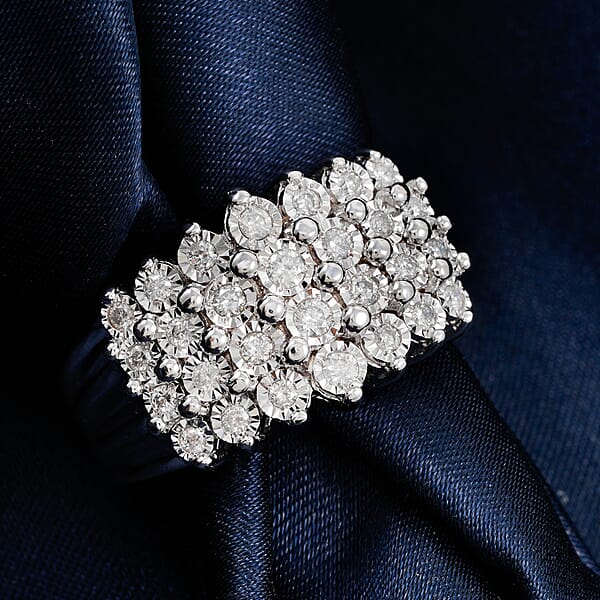 Shop Lc Diamond G SI 0.46 Ctw Ring In Rhodium Over Sterling Silver