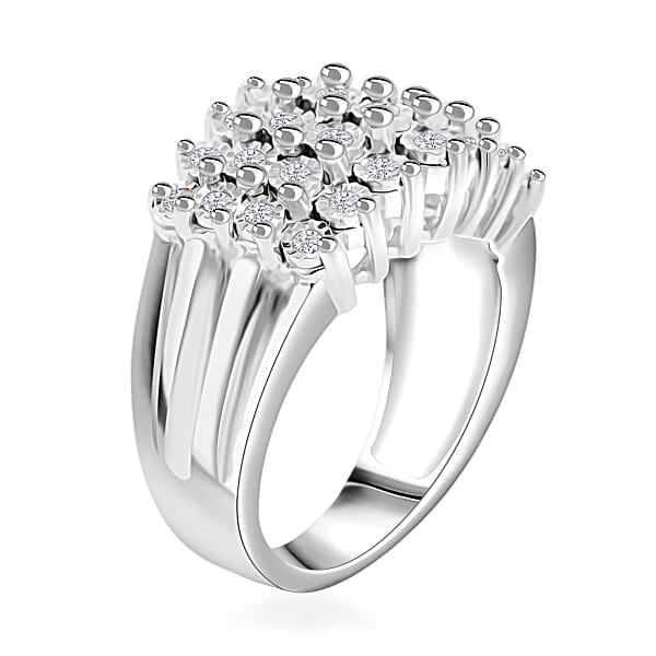 Shop Lc Diamond G SI 0.46 Ctw Ring In Rhodium Over Sterling Silver