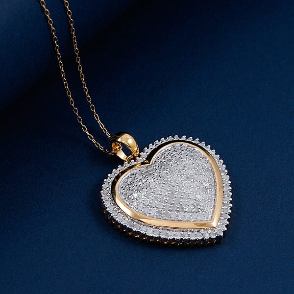 Shop Lc Diamond Heart Pendant Necklace In 14K YG Over Sterling Silver 2.00 Ctw (18 Inches)