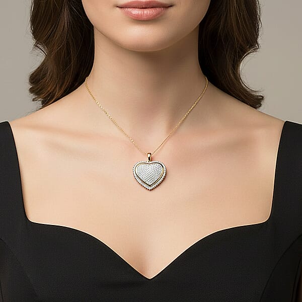 Shop Lc Diamond Heart Pendant Necklace In 14K YG Over Sterling Silver 2.00 Ctw (18 Inches)