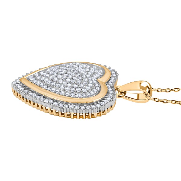 Shop Lc Diamond Heart Pendant Necklace In 14K YG Over Sterling Silver 2.00 Ctw (18 Inches)