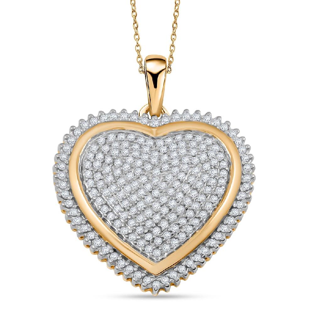 shop lc Diamond Heart Pendant Necklace in 14K YG Over Sterling Silver 2.00 ctw (18 Inches)