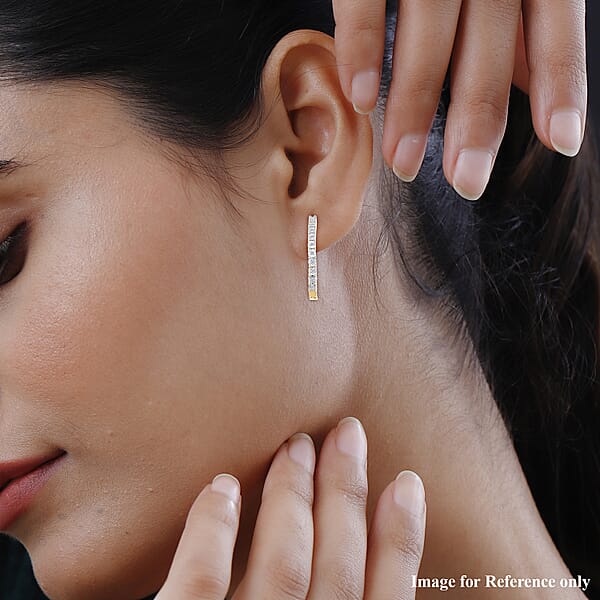 Shop Lc Diamond Hoop Earrings In 14K YG Over Sterling Silver 0.25 Ctw