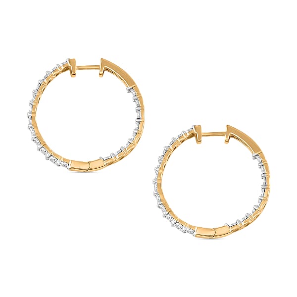 Shop Lc Diamond Hoop Earrings In 14K YG Over Sterling Silver 0.25 Ctw
