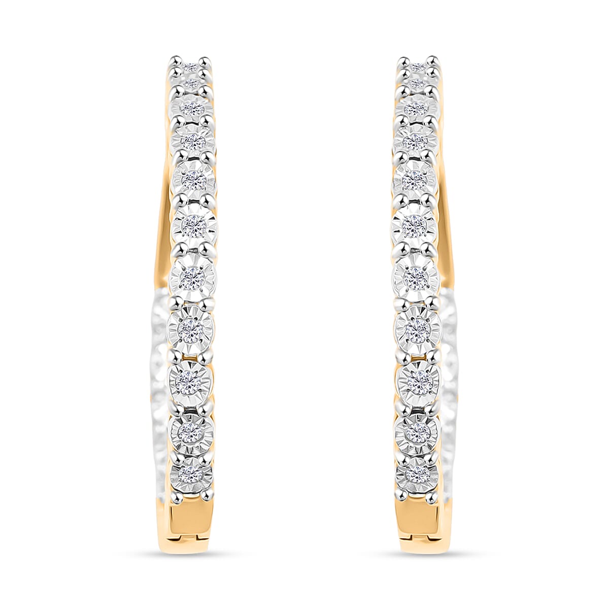 shop lc Diamond Hoop Earrings in 14K YG Over Sterling Silver 0.25 ctw