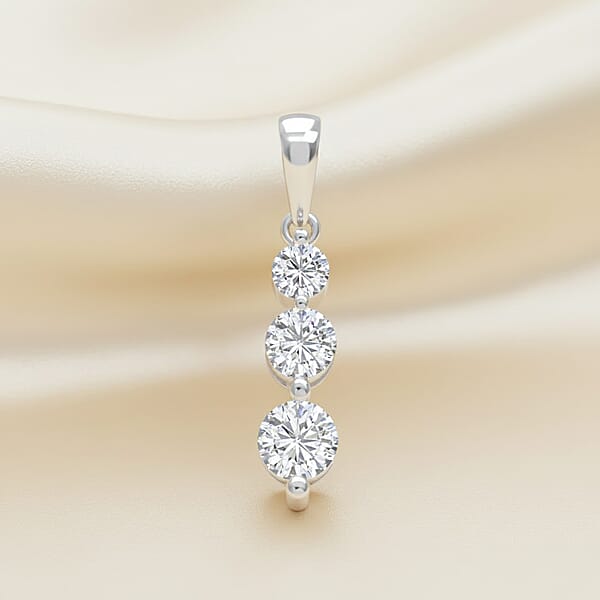 Shop Lc Diamond Pendant In 14K White Gold With Stainless Steel Necklace 0.50 Ctw (18 Inches)