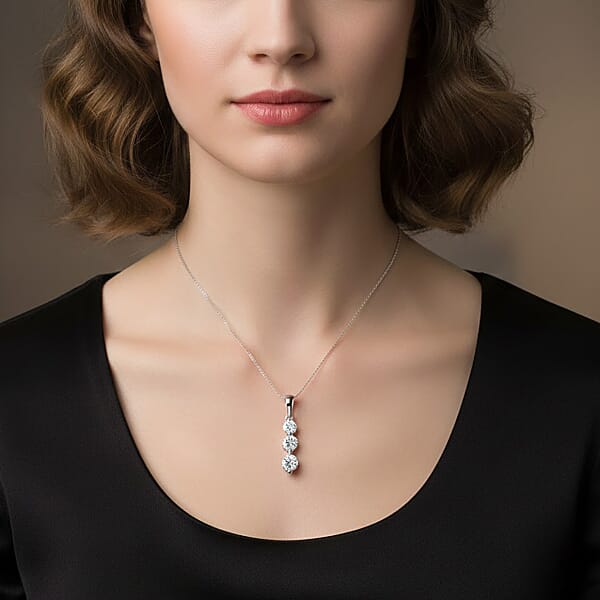Shop Lc Diamond Pendant In 14K White Gold With Stainless Steel Necklace 0.50 Ctw (18 Inches)