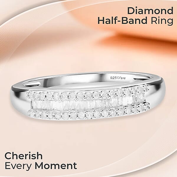 Shop Lc Diamond Ring Platinum Over Sterling Silver Ring Three Row Half Eternity Band Diamond Jewelry Gifts For Her 0.25 Ctw