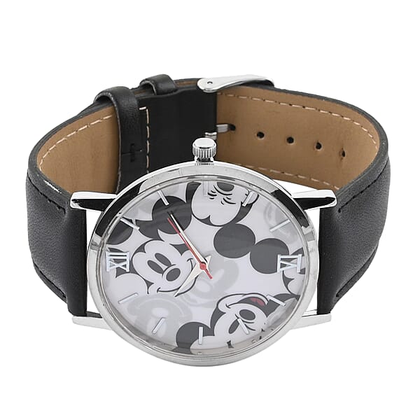 Shop Lc DISNEY Set Of 2 Japanese Movement Red And Black Mickey Mouse Vegan Leather Strap His & Hers Gift Set Watch (35mm) (45mm)
