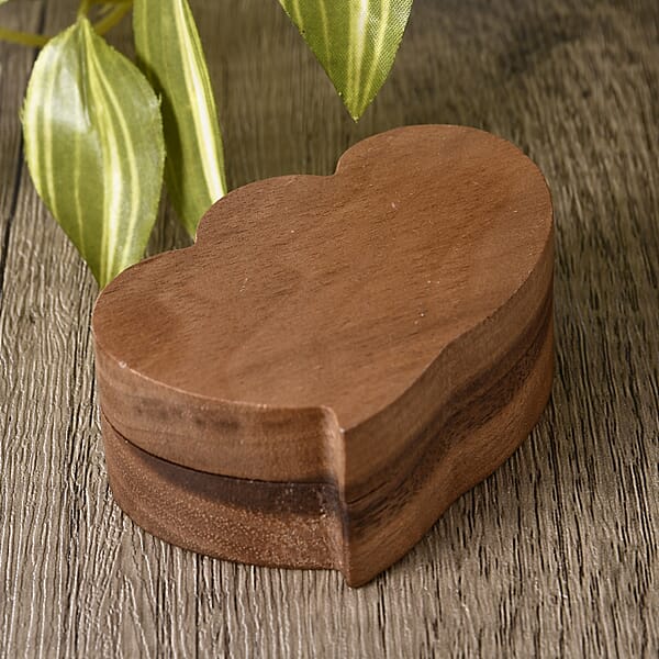 Shop Lc Double Heart Shape Walnut Jewelry Ring Box - Brown