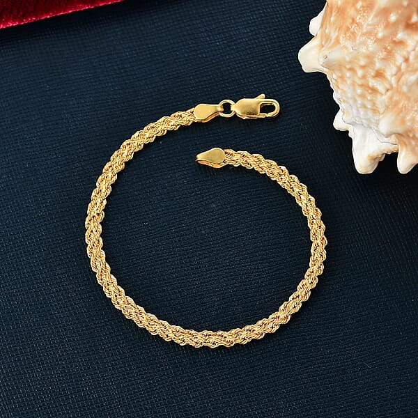 Shop Lc Double Row Rope Bracelet In 22K Yellow Gold (7.25 In) 4.70 Grams