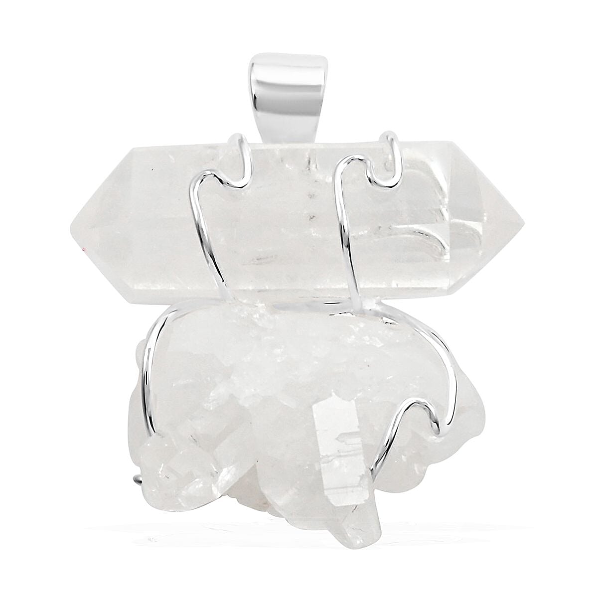shop lc Druzy Crystal and Crystal Pendant without Chain in Silvertone