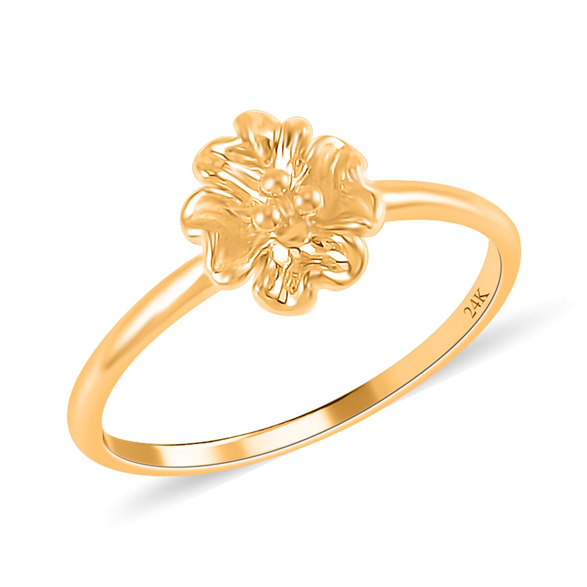 shop lc Electroform 24K Yellow Gold Floral Ring 1 Gram