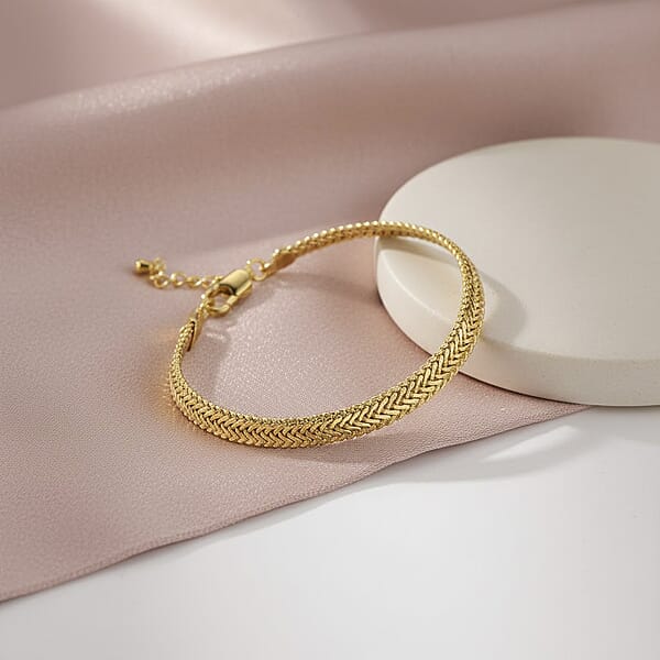 Shop Lc Elegant Woven Chain Bracelet In Goldtone (7.5-9.5In) (7.50 In)